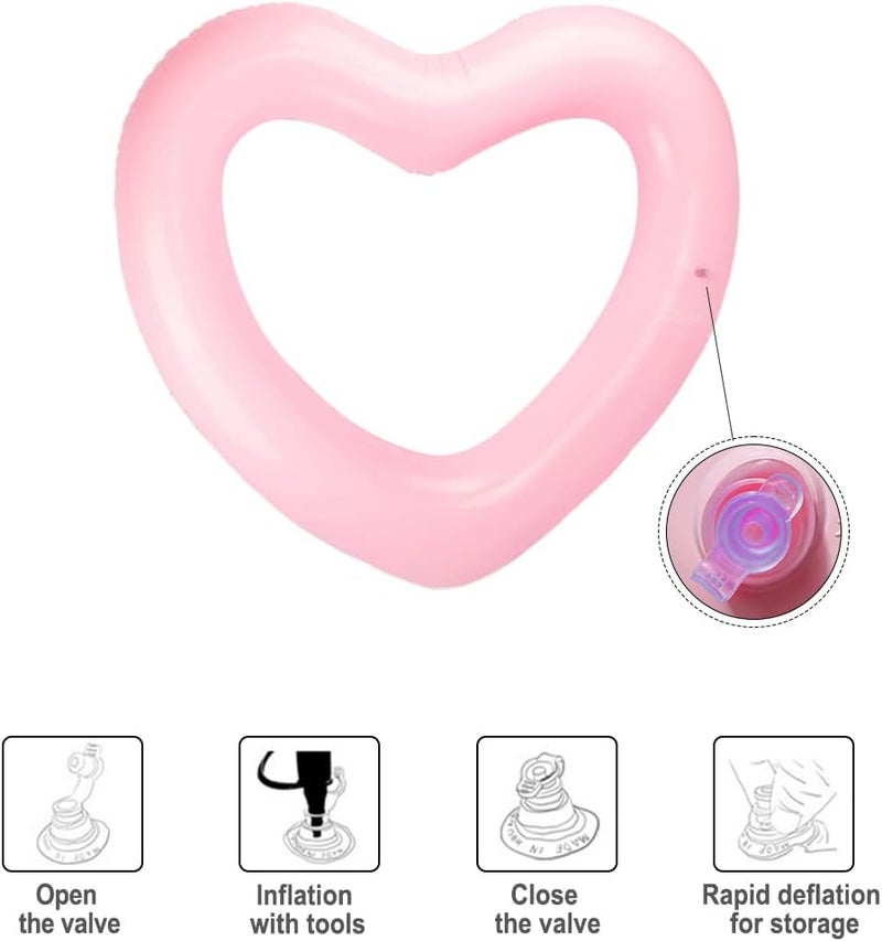 Blublu Park Inflatable Heart Pool Float, Sweet Love Swim Rings Float Loungers Tube for Summer Water Fun Beach Party Toys for Kids, Adults - Image 4
